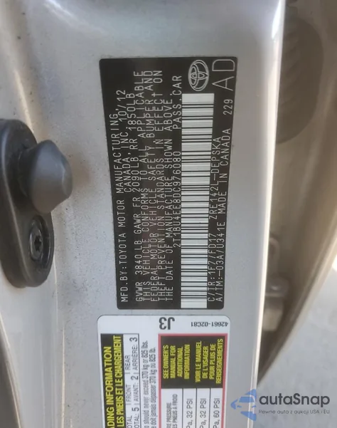 2013 Toyota Corolla Base from USA, damaged, VIN 2T1BU4EE8DC976080